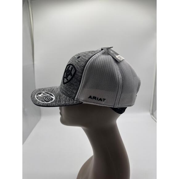 ARIAT Mens Cap Flexfit110 Embroidered Gray Cowboy Two Tone Snap Back Adjustable - Picture 4 of 4